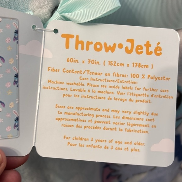 CLEARANCE LAST ONE! NWT! Disney Stitch Easter Bunny Plush Throw Blanket - Picture 6 of 7